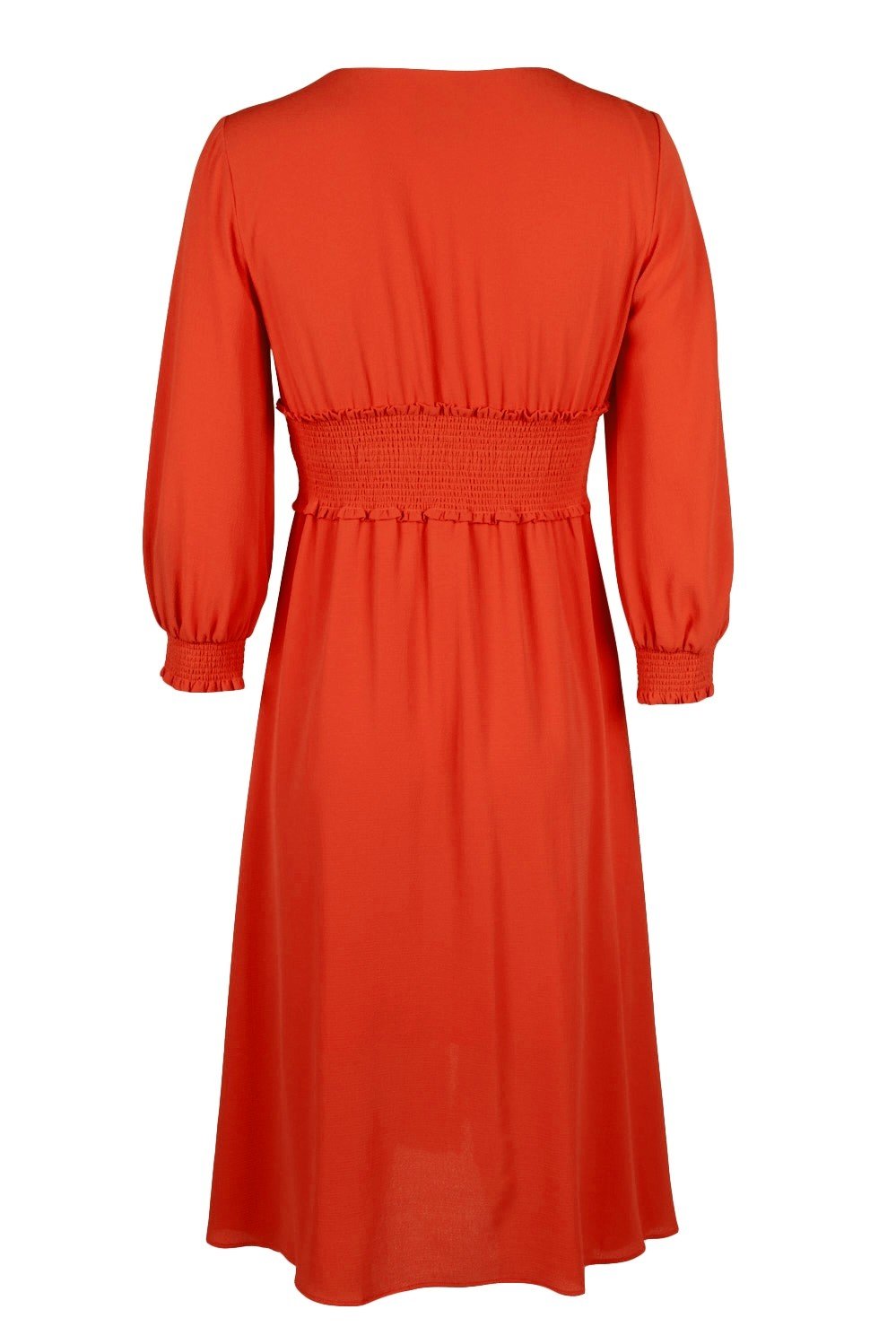 Adrianna Papell - AP1D103500 Long Sleeve V-neck Ruched A-line Dress In Orange