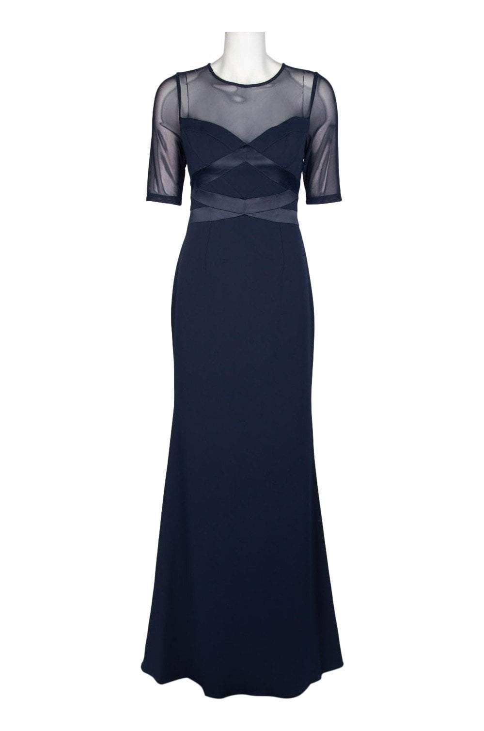 Adrianna Papell - AP1E203438 Sheer Quarter Length Sleeve Sheath Dress In Blue