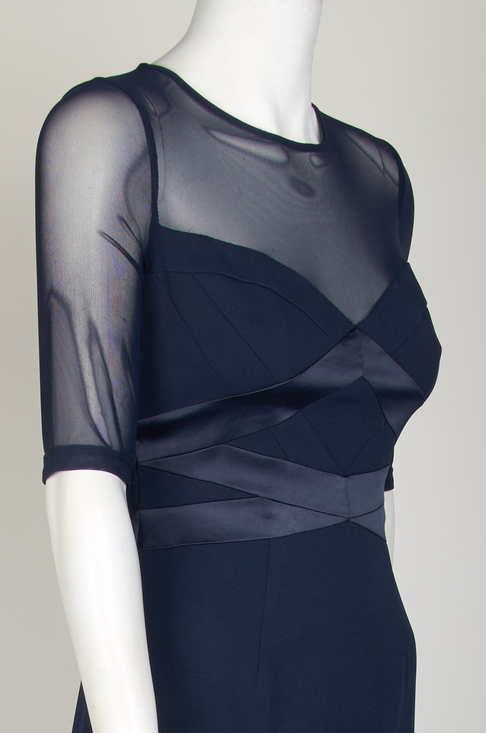 Adrianna Papell - AP1E203438 Sheer Quarter Length Sleeve Sheath Dress In Blue