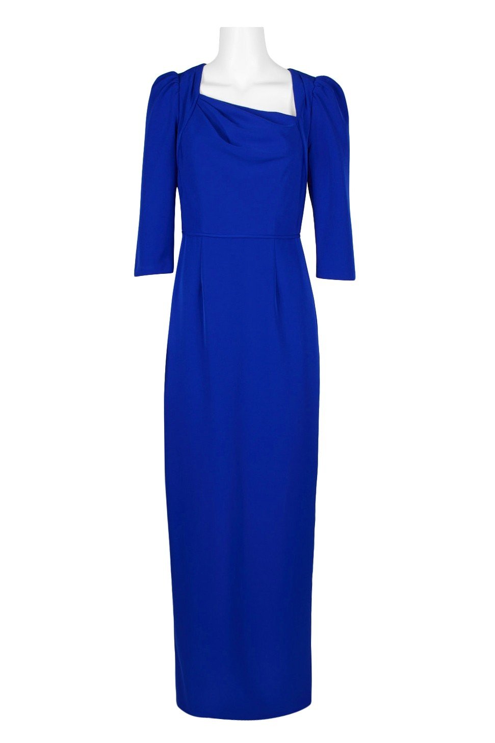 Adrianna Papell - AP1E205893 Asymmetric Neck Crepe Column Dress In Blue