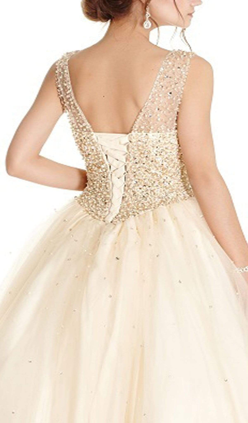 Applique Illusion Neck Quinceanera Ballgown Dress
