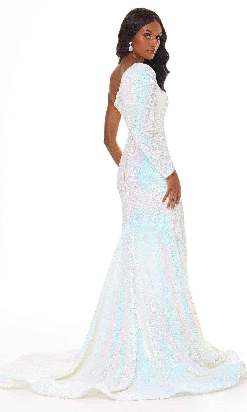 Ashley Lauren - 11026 Long Sleeve Sequined High Slit Gown Pageant Dresses