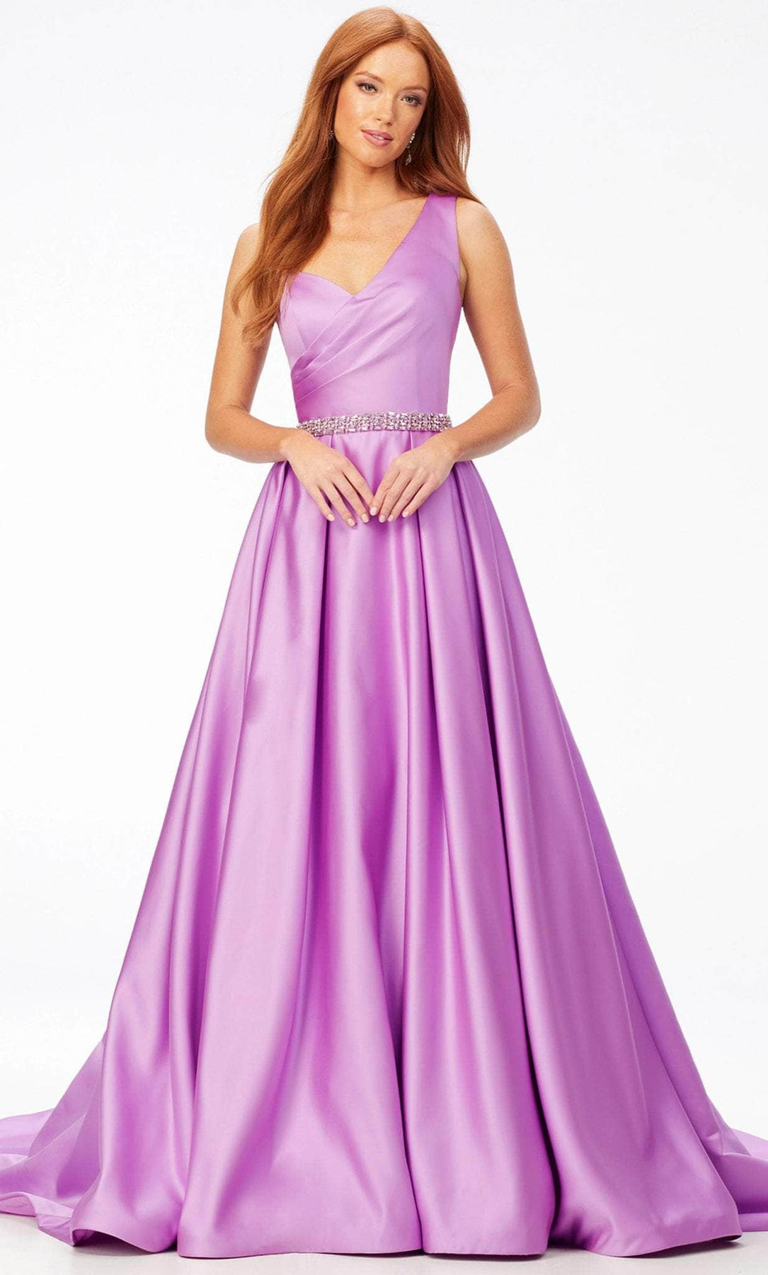 Ashley Lauren 11075 - Satin Pleated One Shoulder A-line Gown Prom Dresses