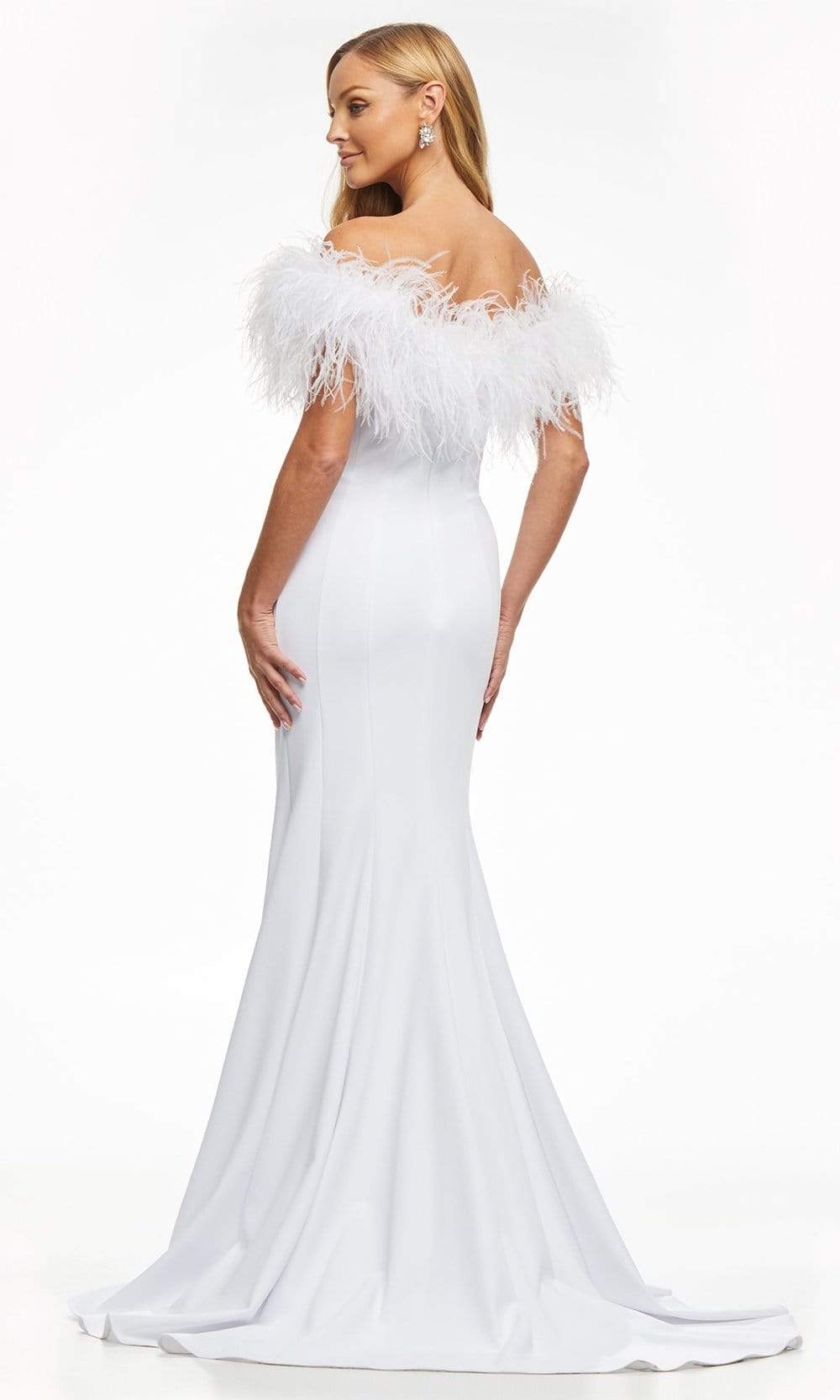 Ashley Lauren - 11099 Feather Detailed Trumpet Gown Evening Dresses