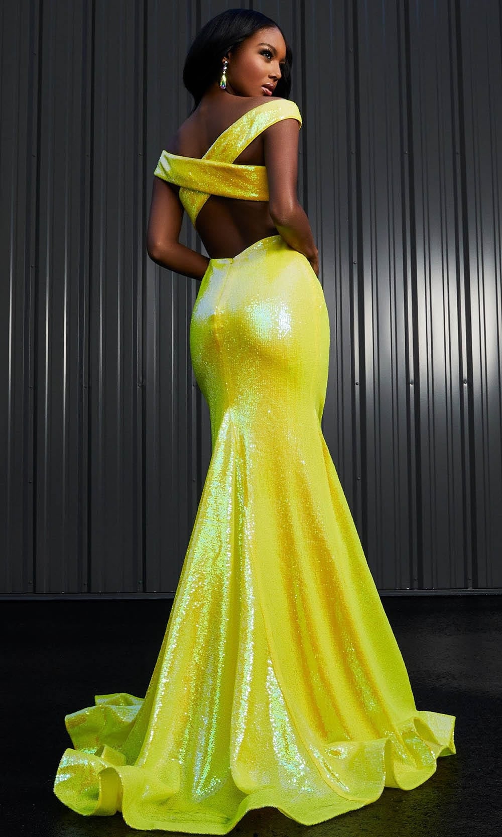 Ashley Lauren - 11107 Crisscross Back Sequin Gown Evening Dresses