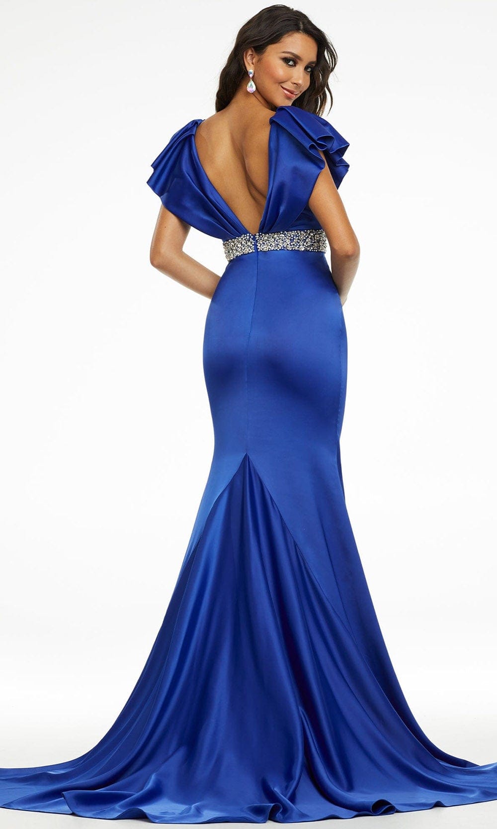 Ashley Lauren - 11130 Ruffled V-Neck Trumpet Gown Prom Dresses