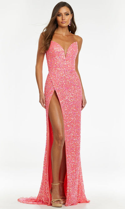 Ashley Lauren - 11143 Sequin Strapless Gown Prom Dresses 00 / Hot Pink