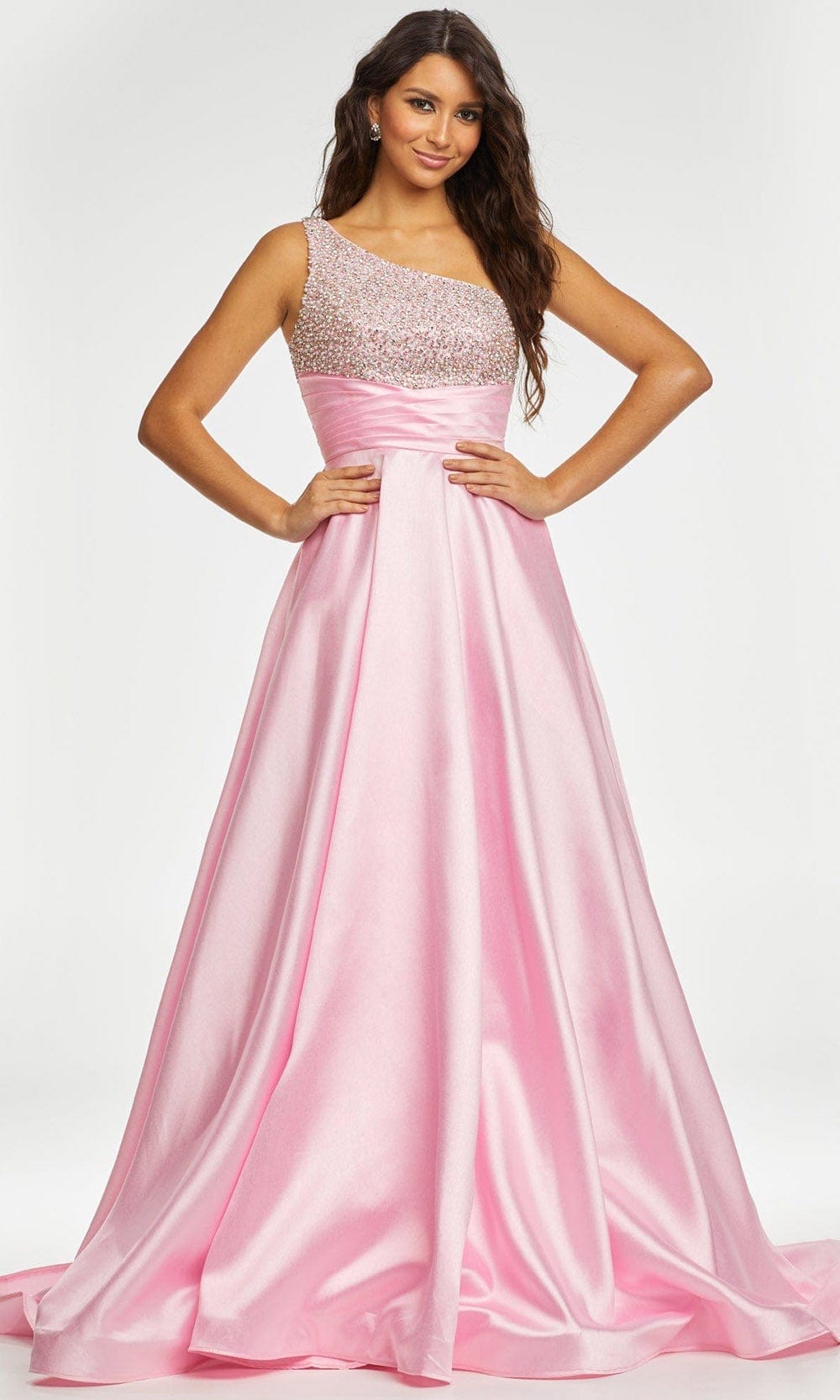 Ashley Lauren - 11149 Beaded Bustier Taffeta Gown Prom Dresses 0 / Pink