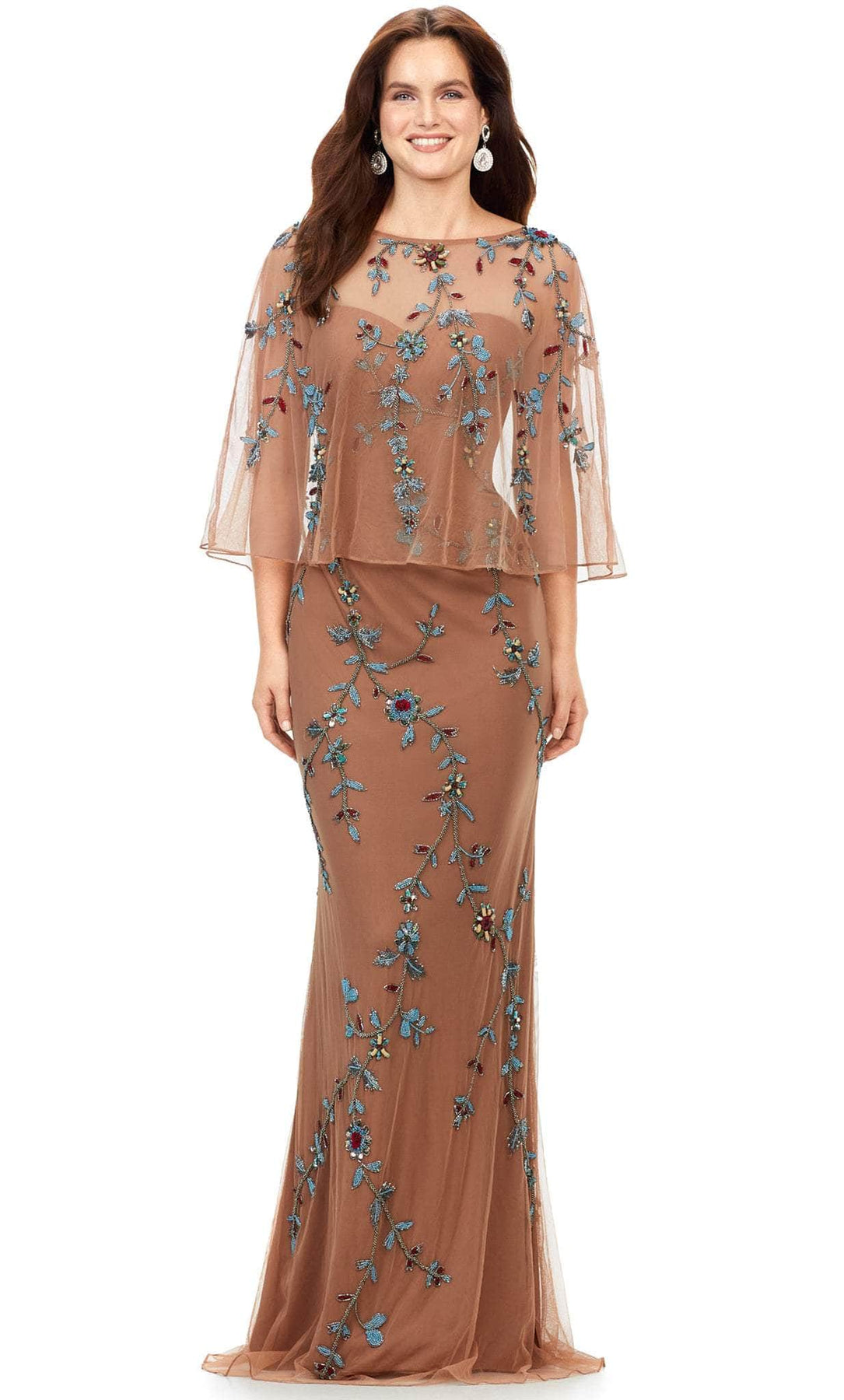 Ashley Lauren 11211 - Strapless With Overlay Evening Dress Special Occasion Dress 0 / Multi/Dark Nude