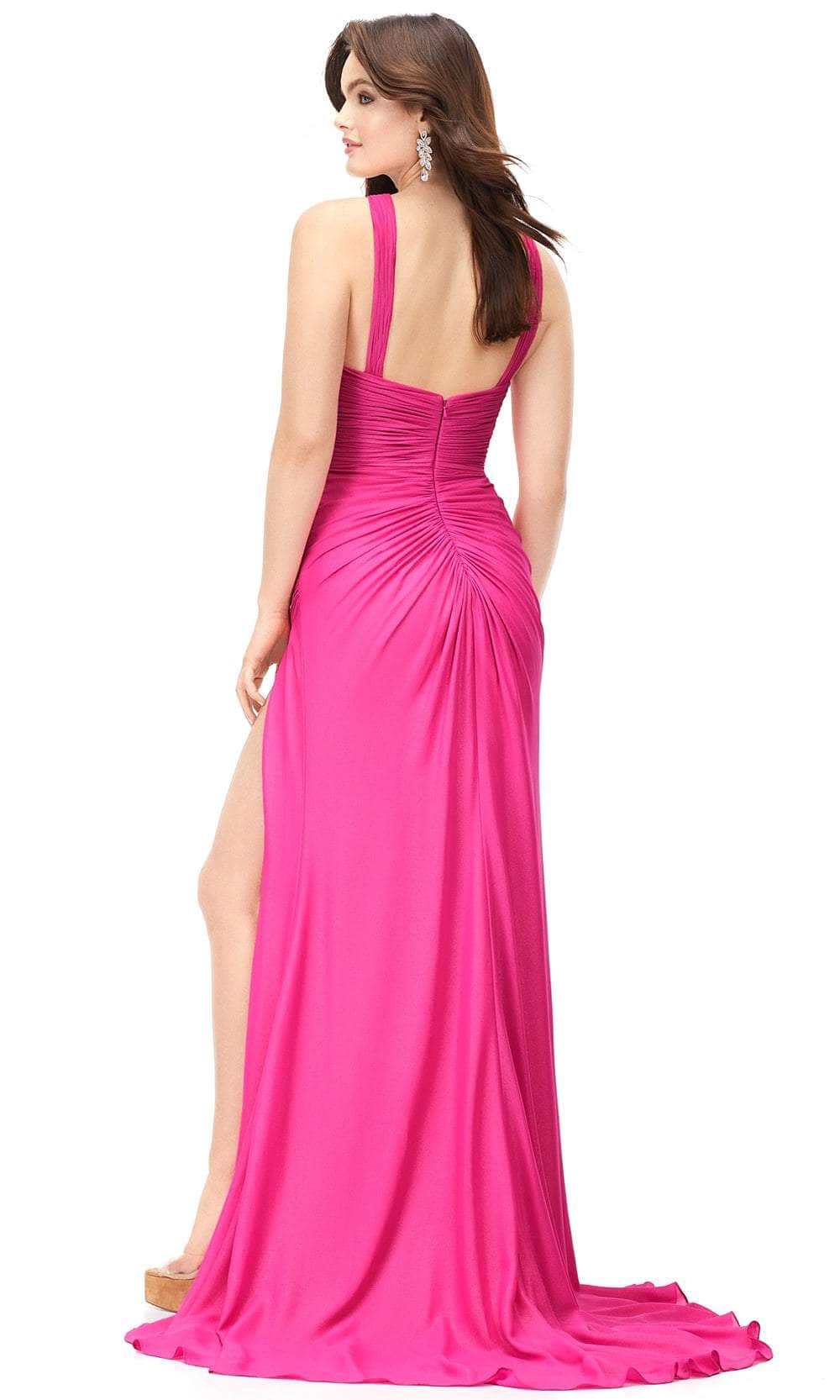 Ashley Lauren 11252 - Halter Ruched High Slit Gown Special Occasion Dress