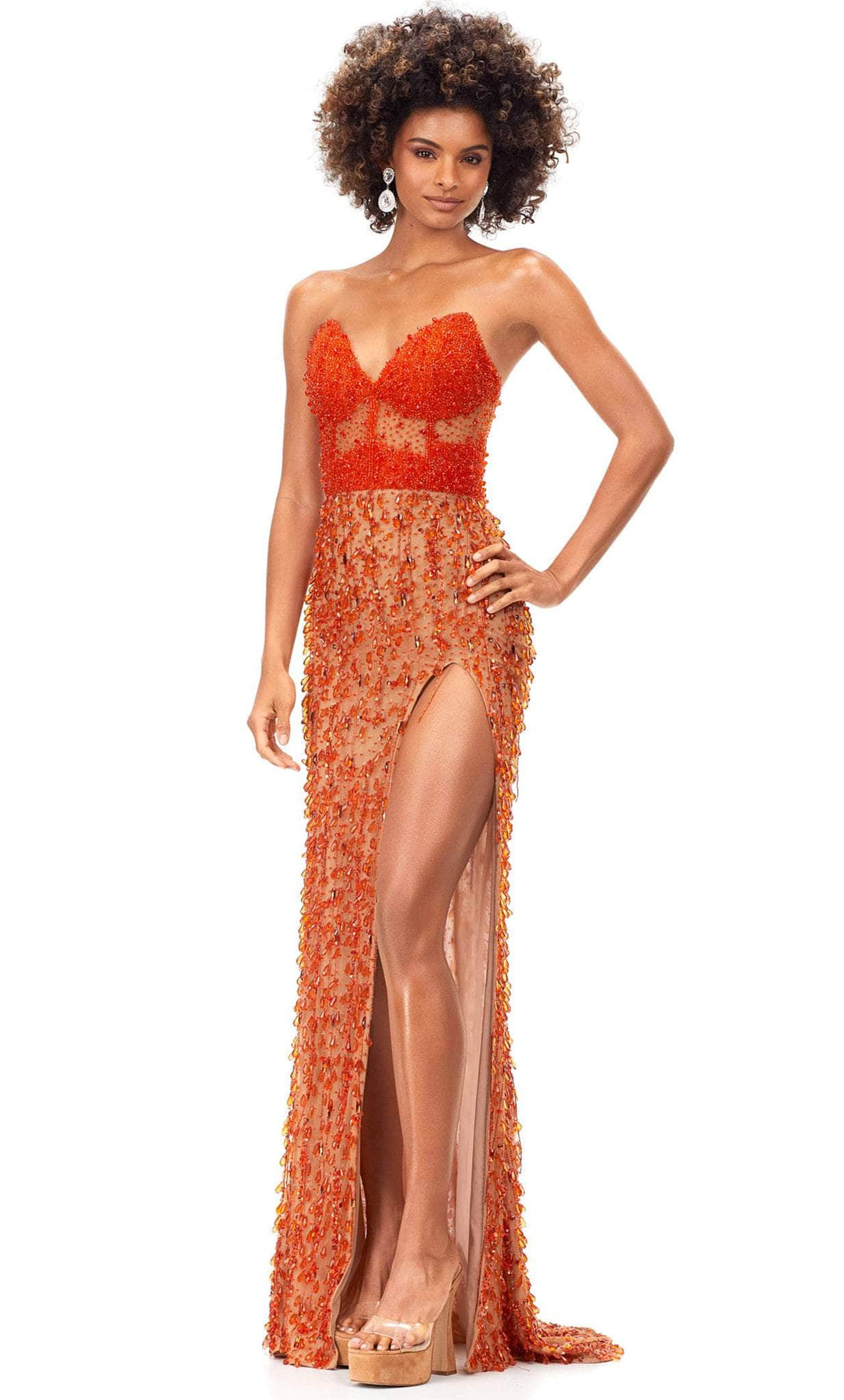 Ashley Lauren 11275 - Sweetheart Embellished Slit Long Gown Special Occasion Dress