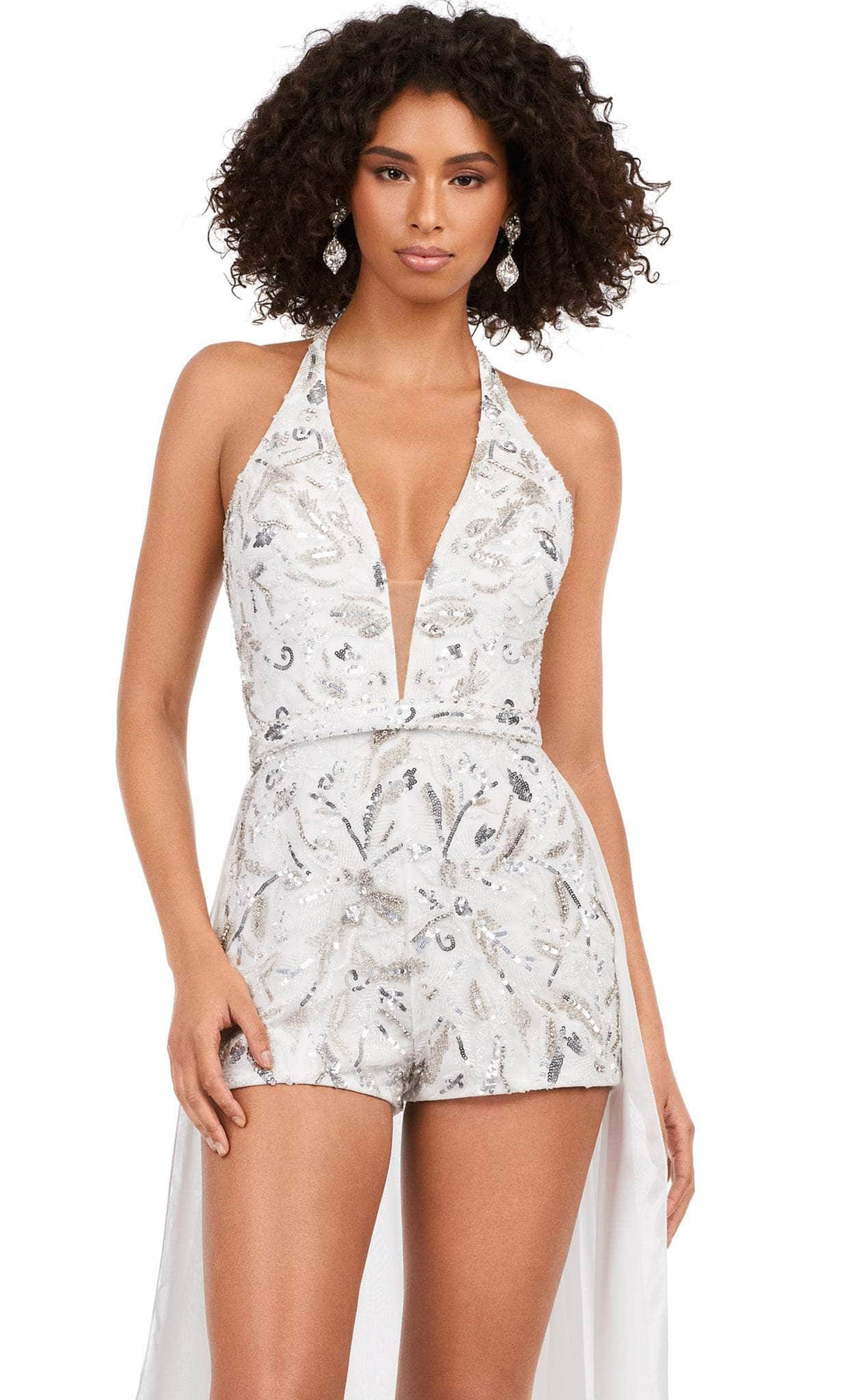 ashley lauren 11386 - sequined romper dress