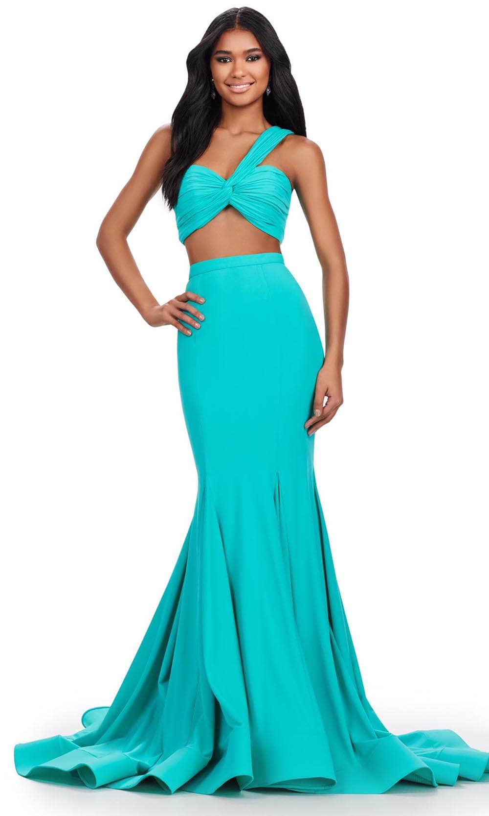 Ashley Lauren 11646 - Ruched Sweetheart Prom Gown 00 /  Aqua