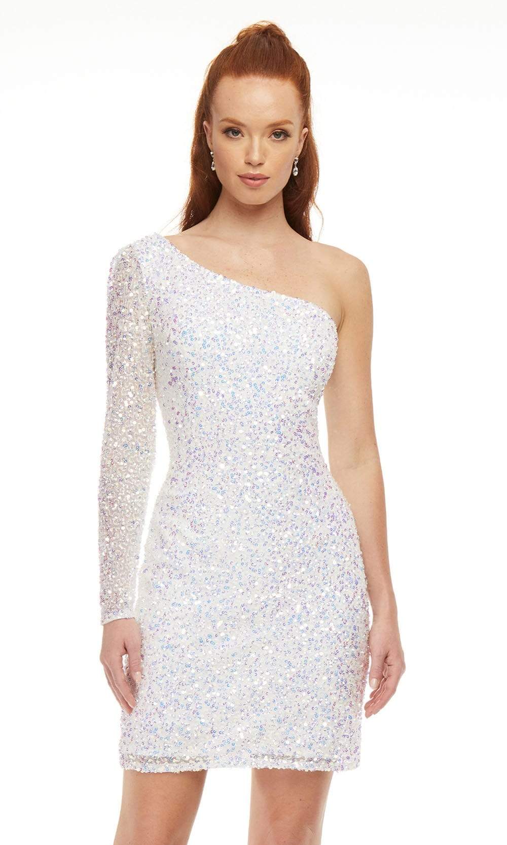 Ashley Lauren 4457 - Short Sequin Sheath Dress - Sequin, Fully embellished, Long sleeve, Hand-beaded, Form fitting, Hidden back zipper ADASA Ashley Lauren 4457 - Short Sequin Sheath Dress - Sequin, Fully embellished, Long sleeve, Hand-beaded, Form fitting, Hidden back zipper ADASA