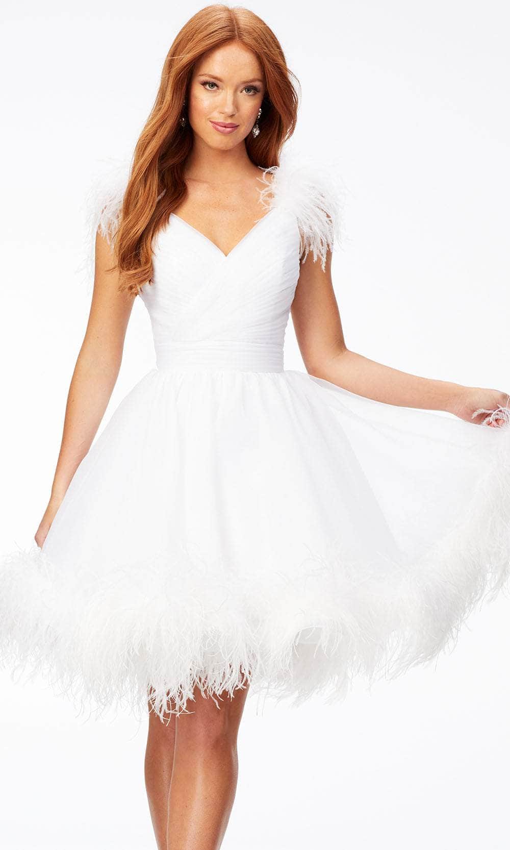 Ashley Lauren 4544 - V-Neck Feathered Cocktail Dress Special Occasion Dress