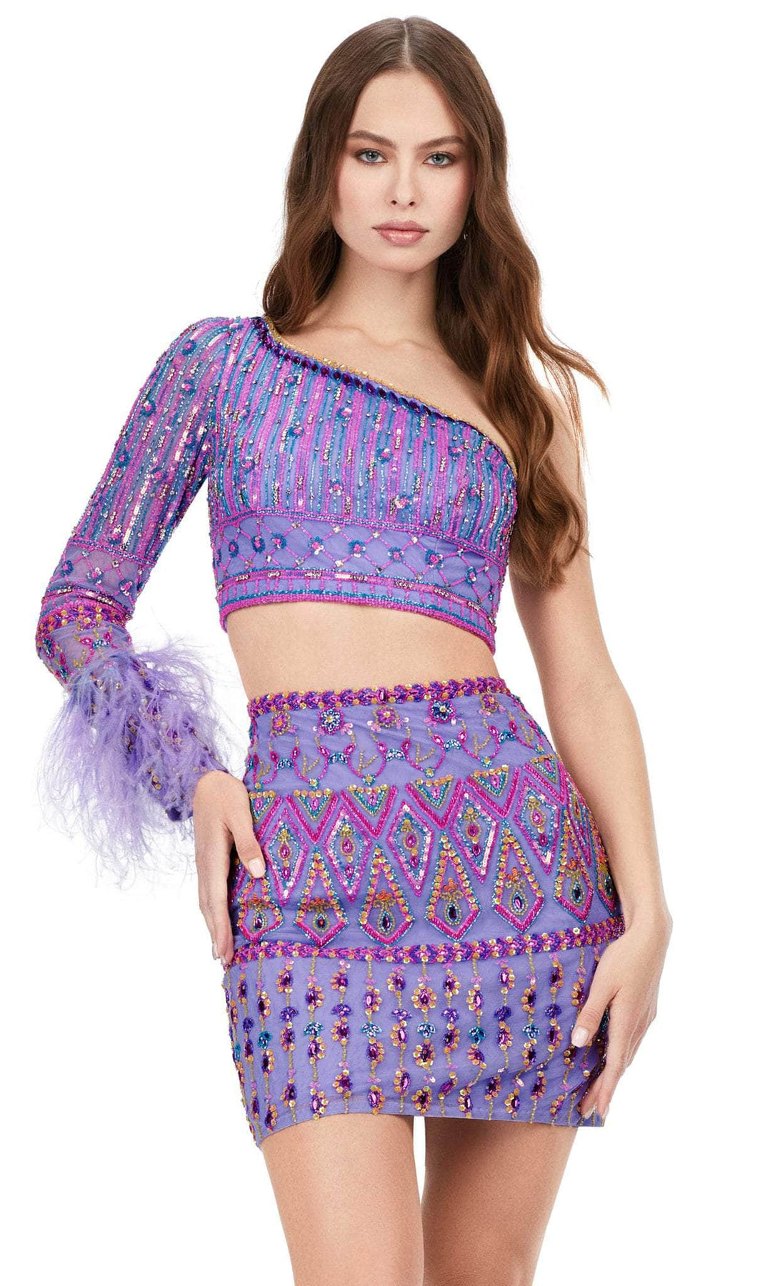 ashley lauren 4597 - two piece short dress