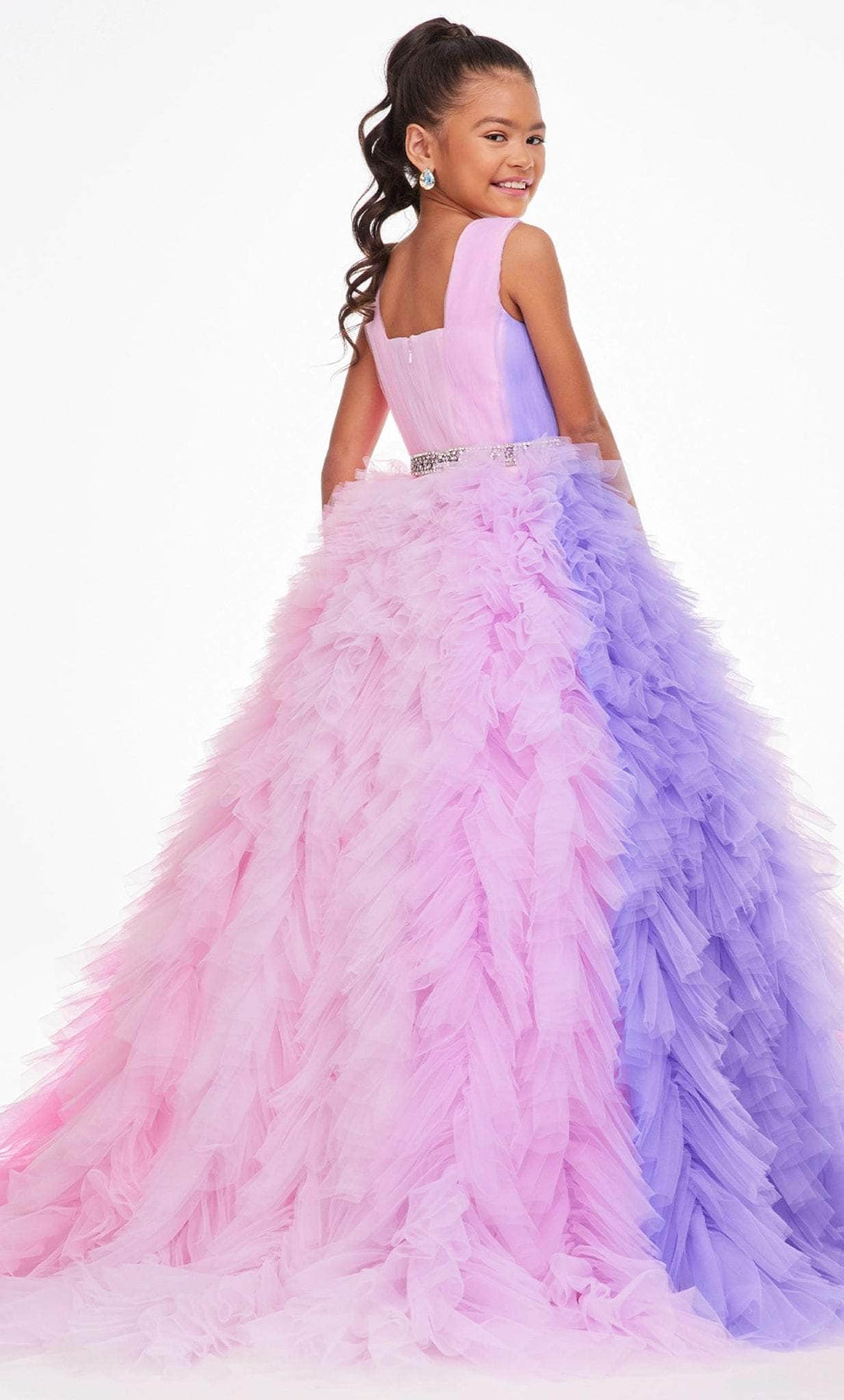 Ashley Lauren 8137 - Square Neck Ruffled Tricolored Dress Special Occasion Dress