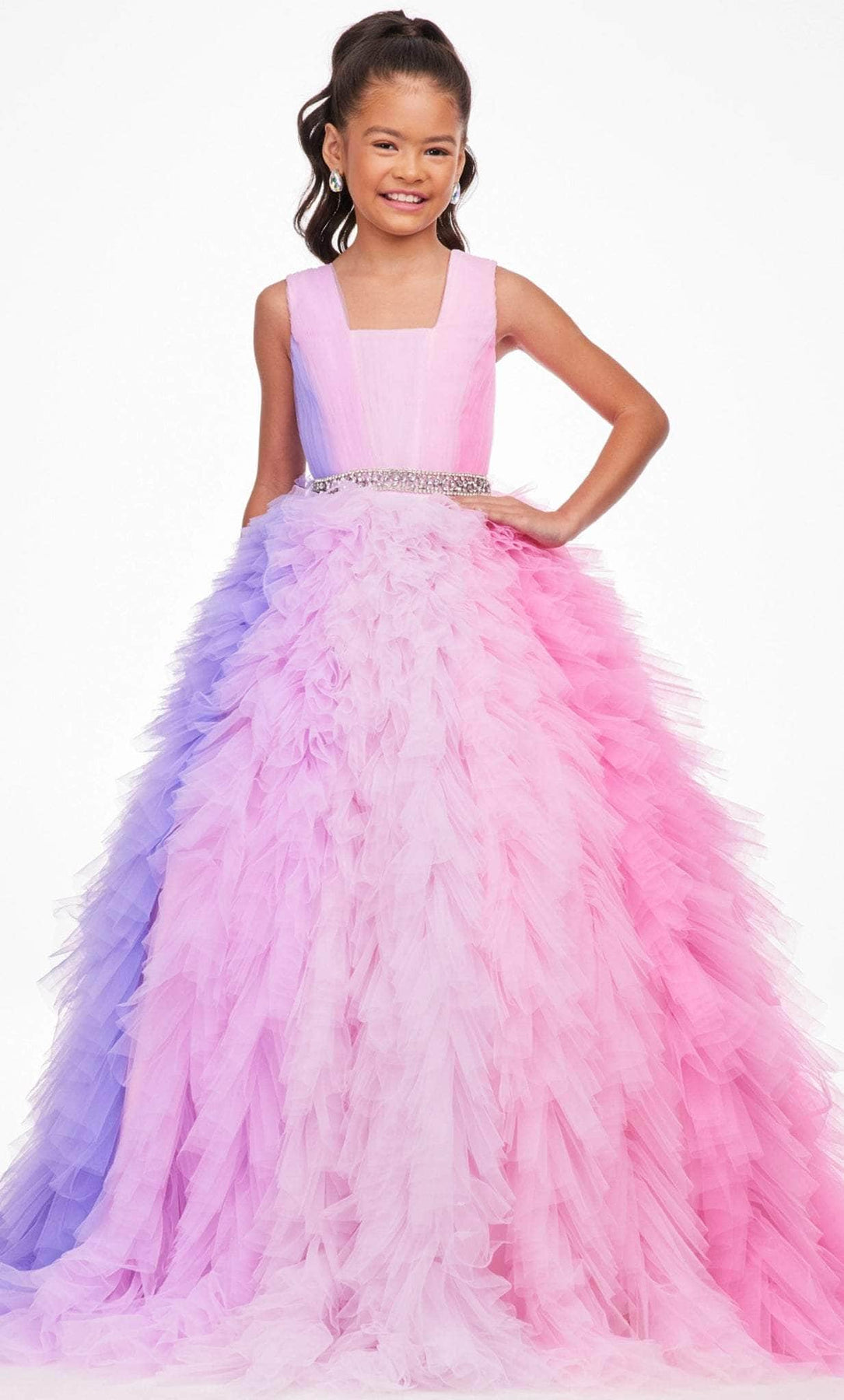 Ashley Lauren 8137 - Square Neck Ruffled Tricolored Dress Special Occasion Dress