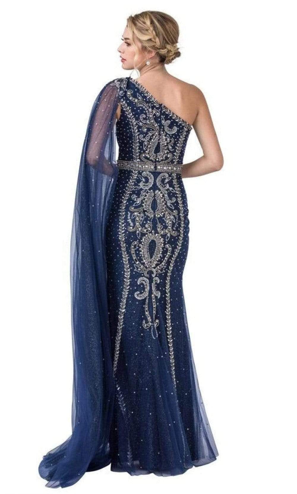 Aspeed Design - L2441 Mesh Shoulder Asymmetric Embellished Gown Evening Dresses