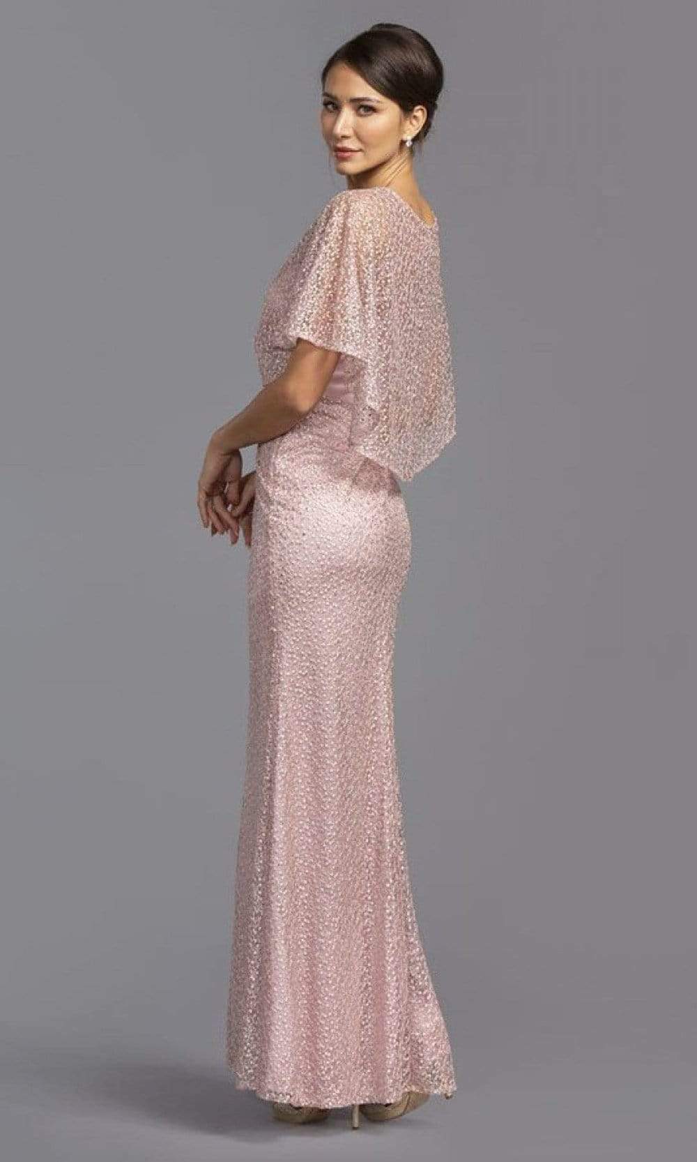 Aspeed Design - M2111 Rhinestone Studded Caped Dress Mother of the Bride Dresses