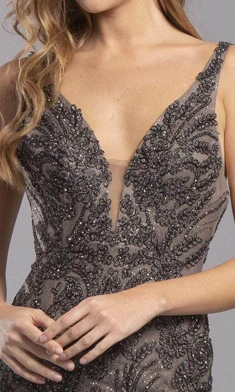 Aspeed Design - S2326 Glitter Plunging V-Neck Cocktail Dress Homecoming Dresses