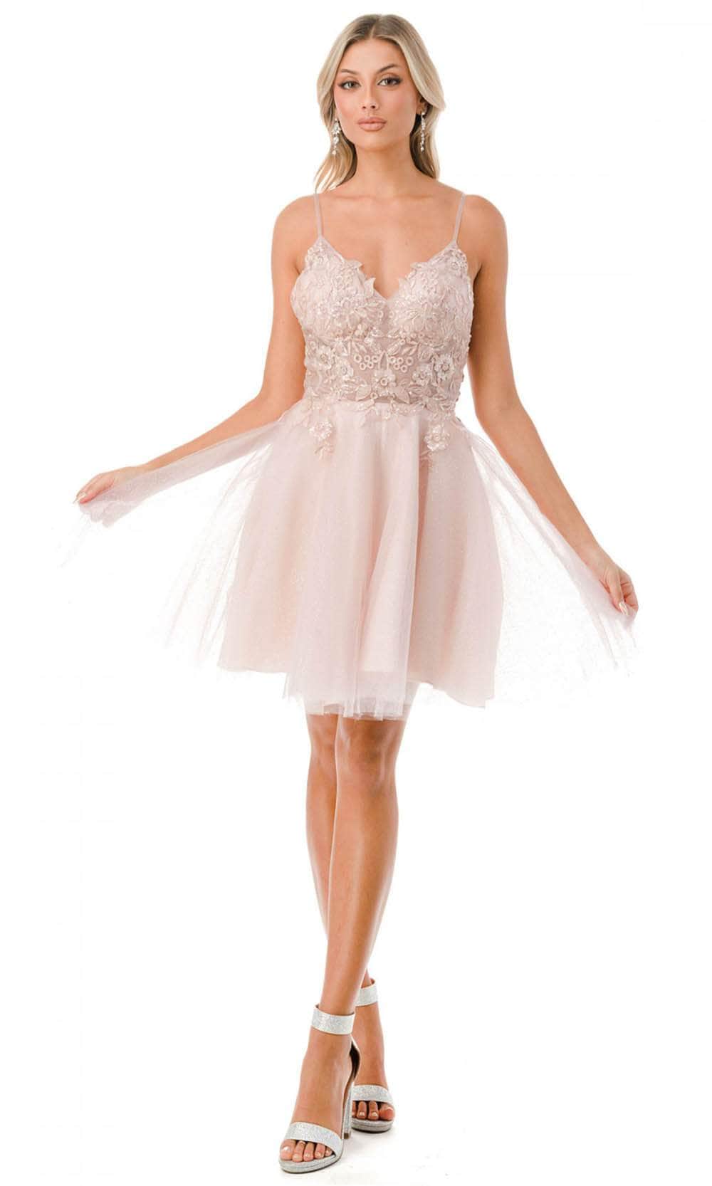 Aspeed Design S2742M - Embroidered Cocktail Dress XS / Mauve