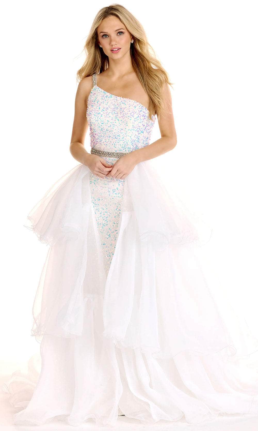 Ava Presley 27715 - Sequin Tiered Panel Prom Dress Special Occasion Dresse 00 /  Iridescent White