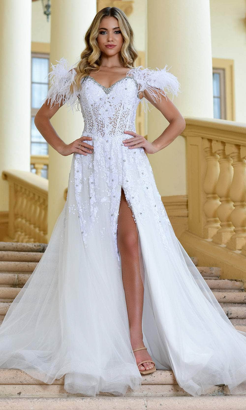 Ava Presley 28281 - Feather Sleeve Dress Ava Presley 28281 - Feather Sleeve Dress
