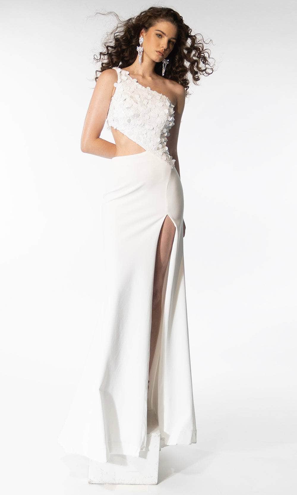Ava Presley 39247 - Embellished Bodice with Side Cut-Out Dress Special Occasion Dresse 00 /  White