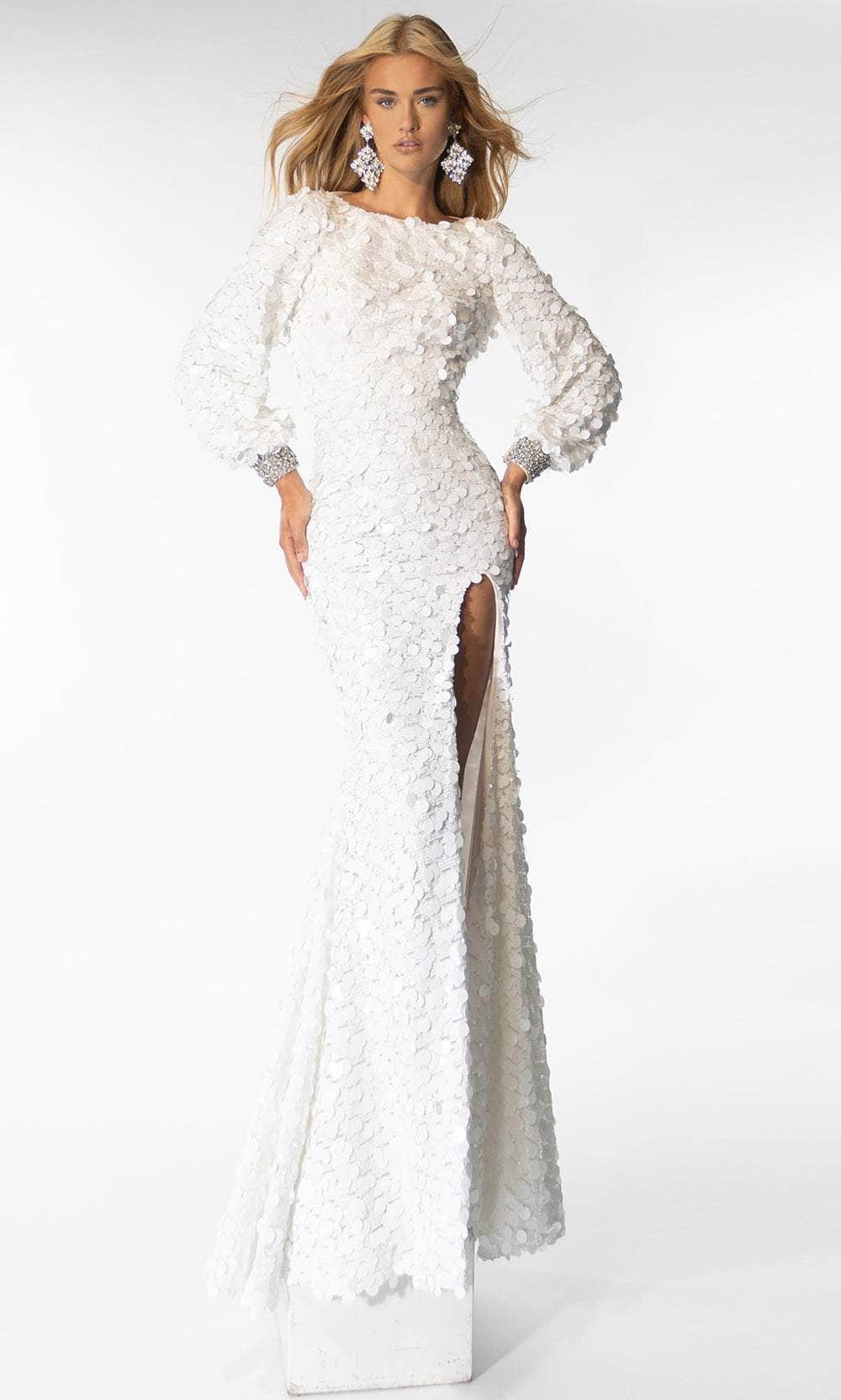 Ava Presley 39256 - Long Sleeve Embellished Dress Special Occasion Dresse 00 /  White