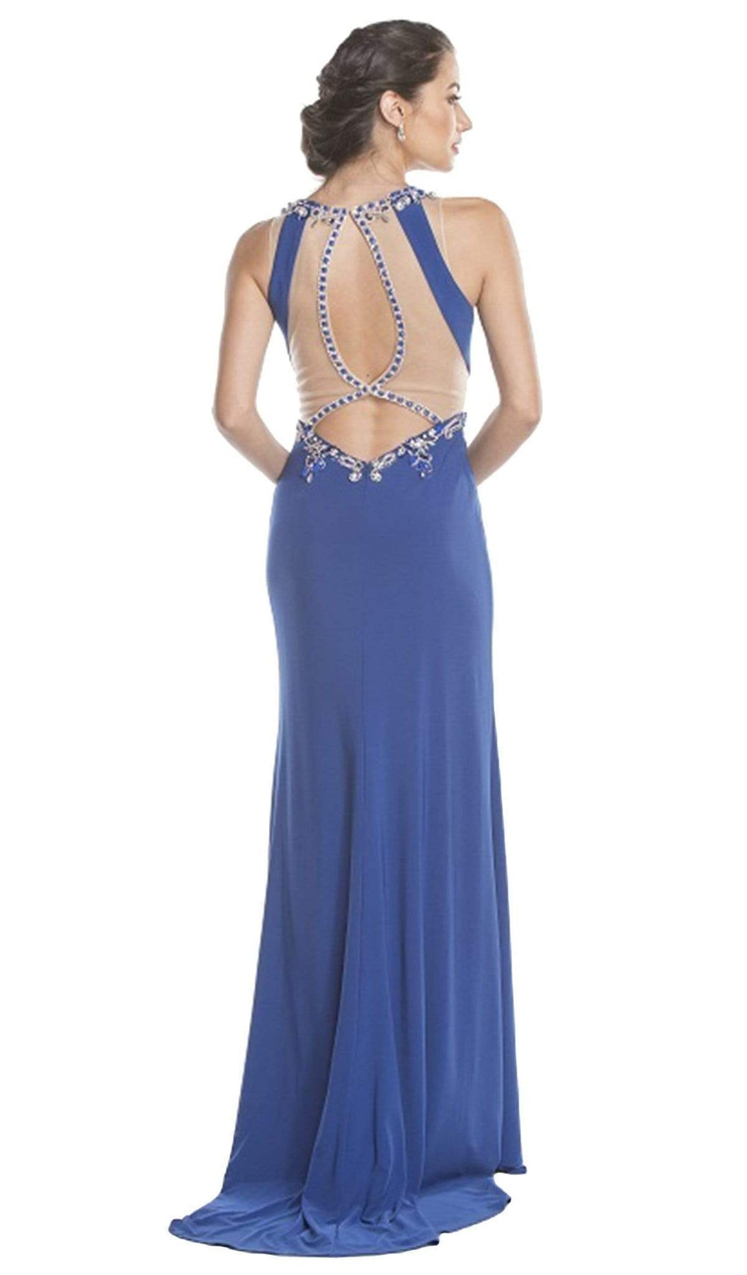 Bedazzled Halter Sheath Prom Dress Dress