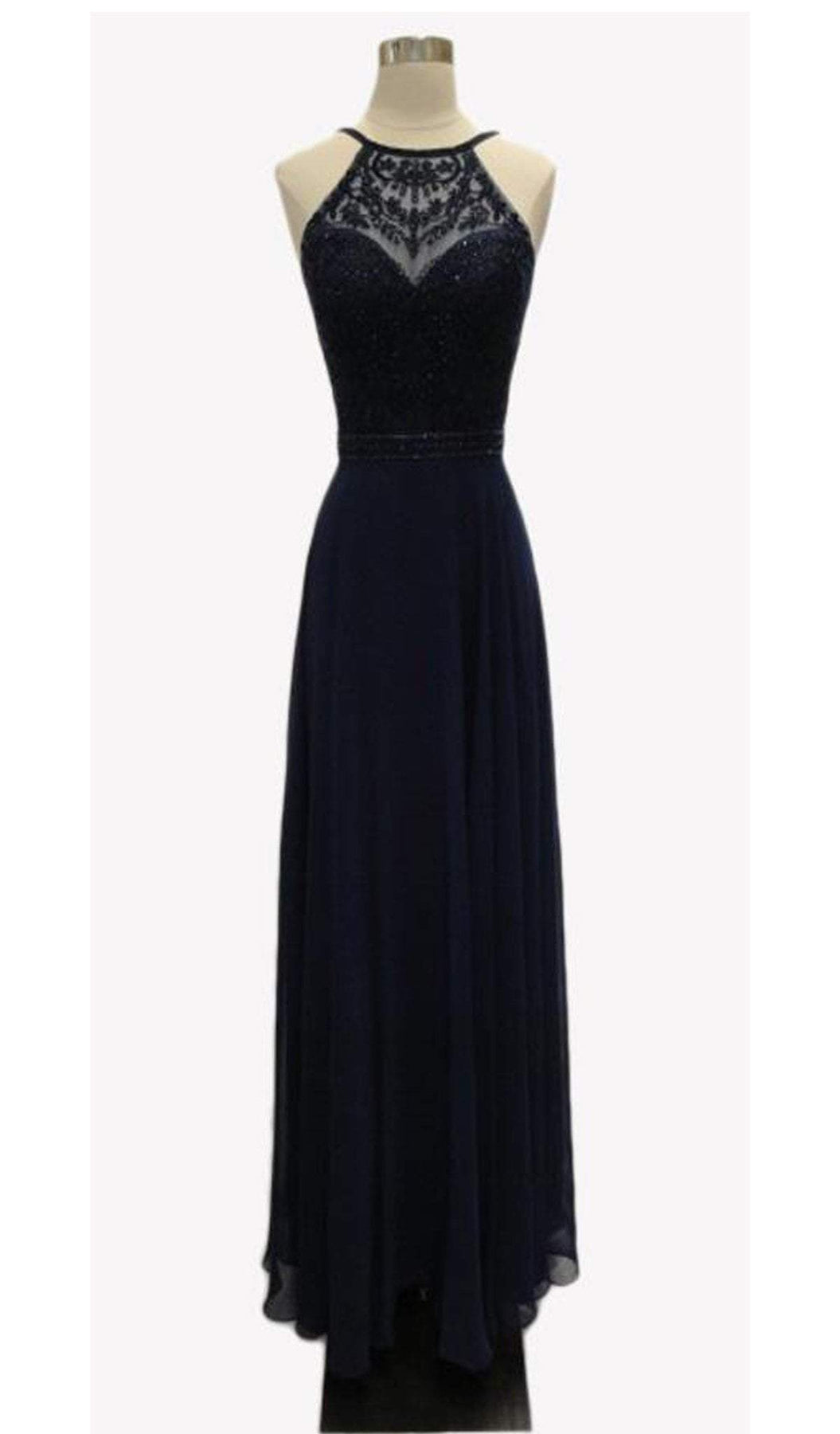 Bedazzled Illusion Halter A-line Evening Dress Evening Dresses