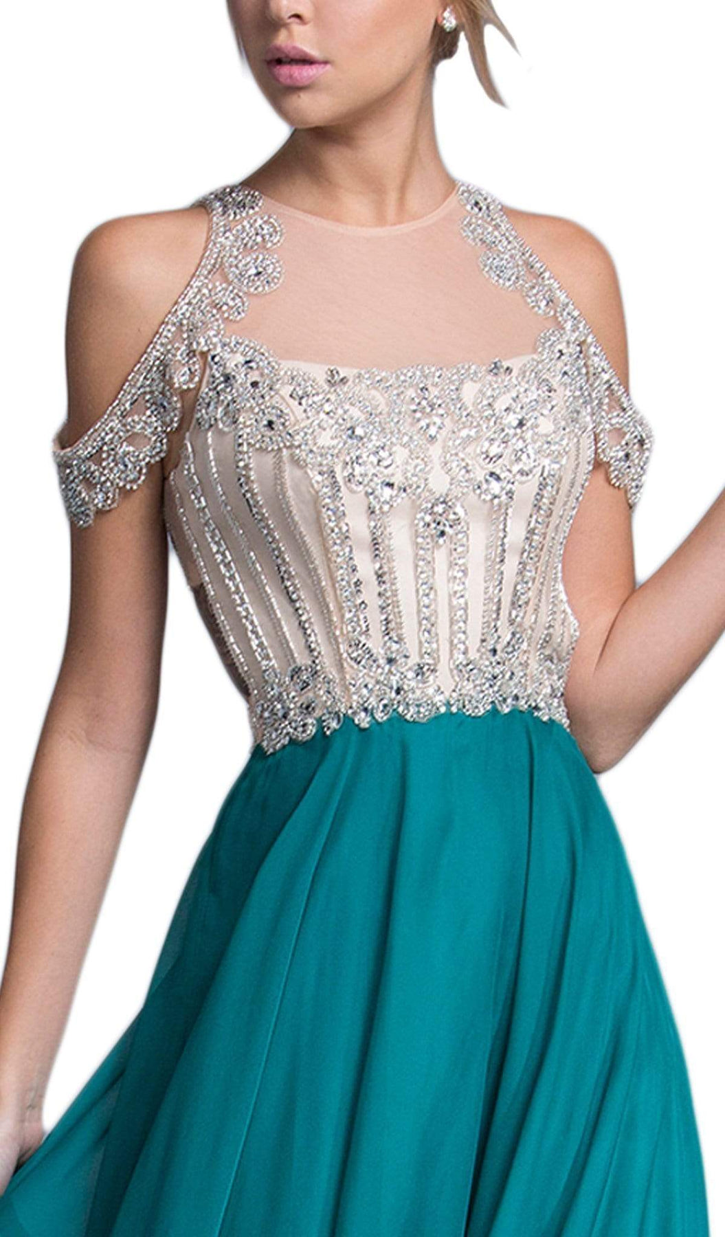 Bedazzled Illusion Halter Prom Dress Dress