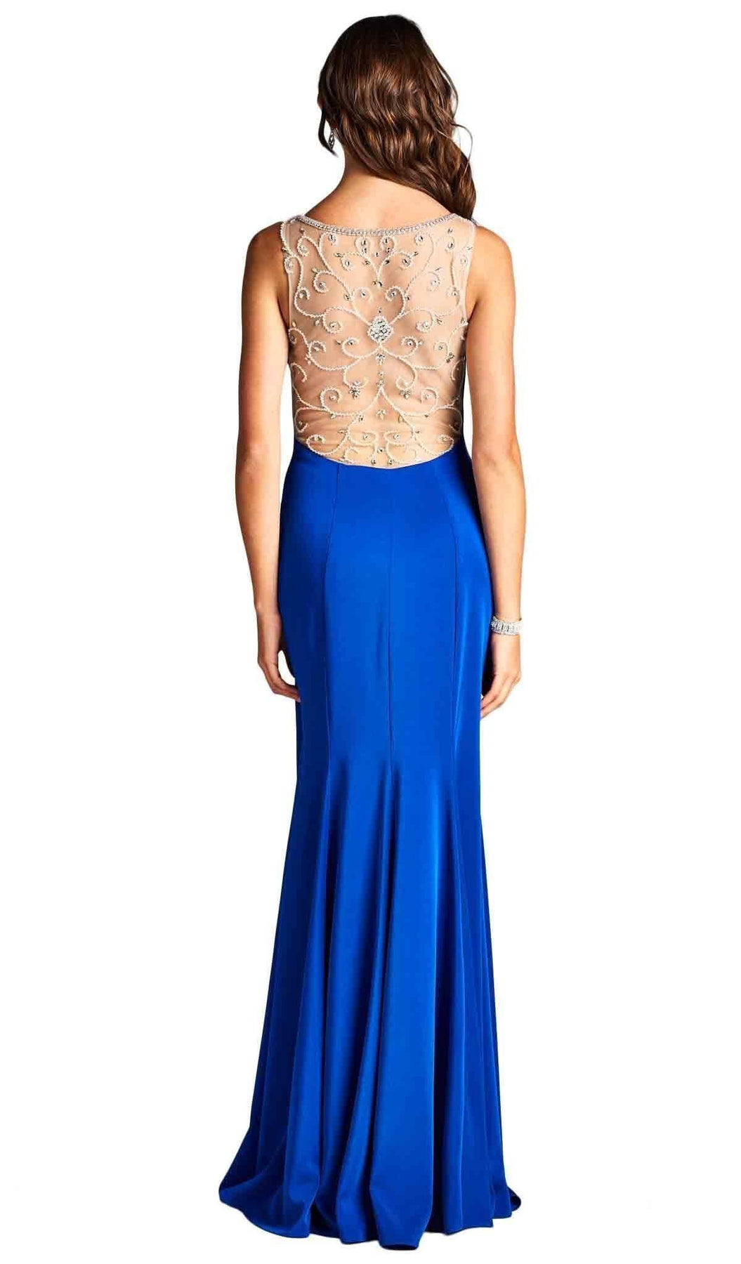 Bejeweled Illusion Bateau Sheath Prom Dress Dress