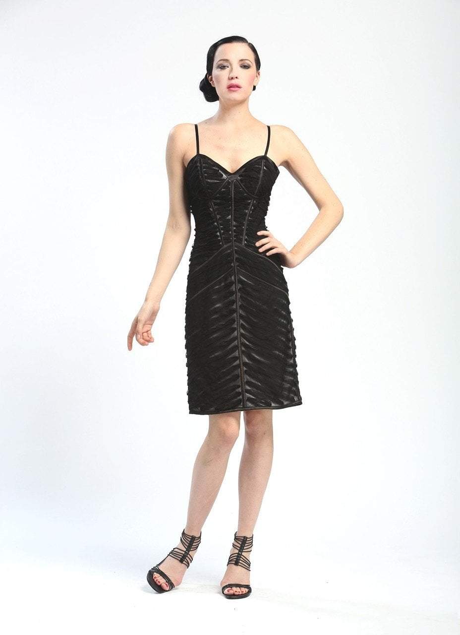 Sue Wong - C4236 Spaghetti Straps Sheath Cocktail Dress in Black