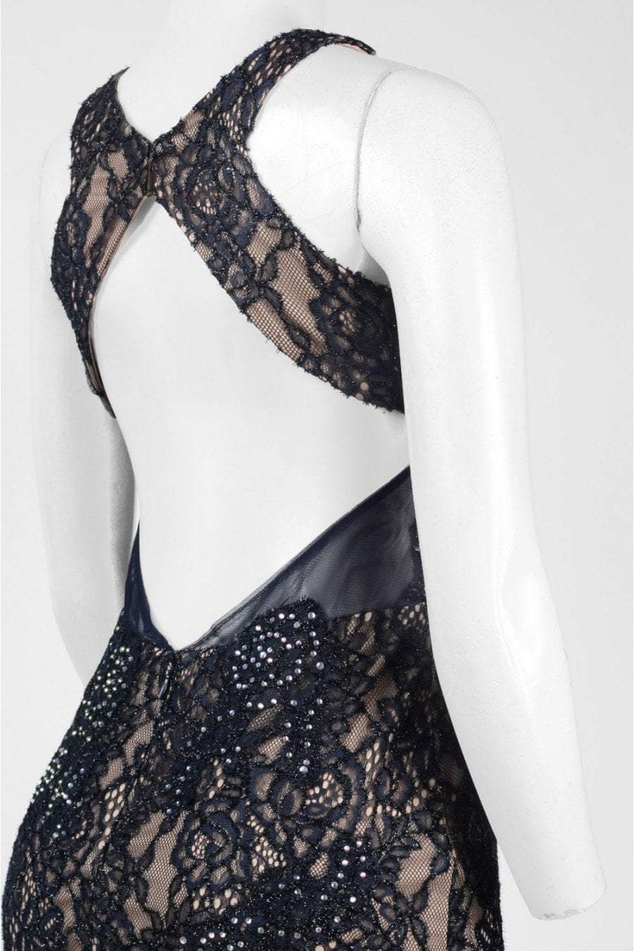 Cachet - Embellished Lace Long Dress 58250Z in Black and Neutral