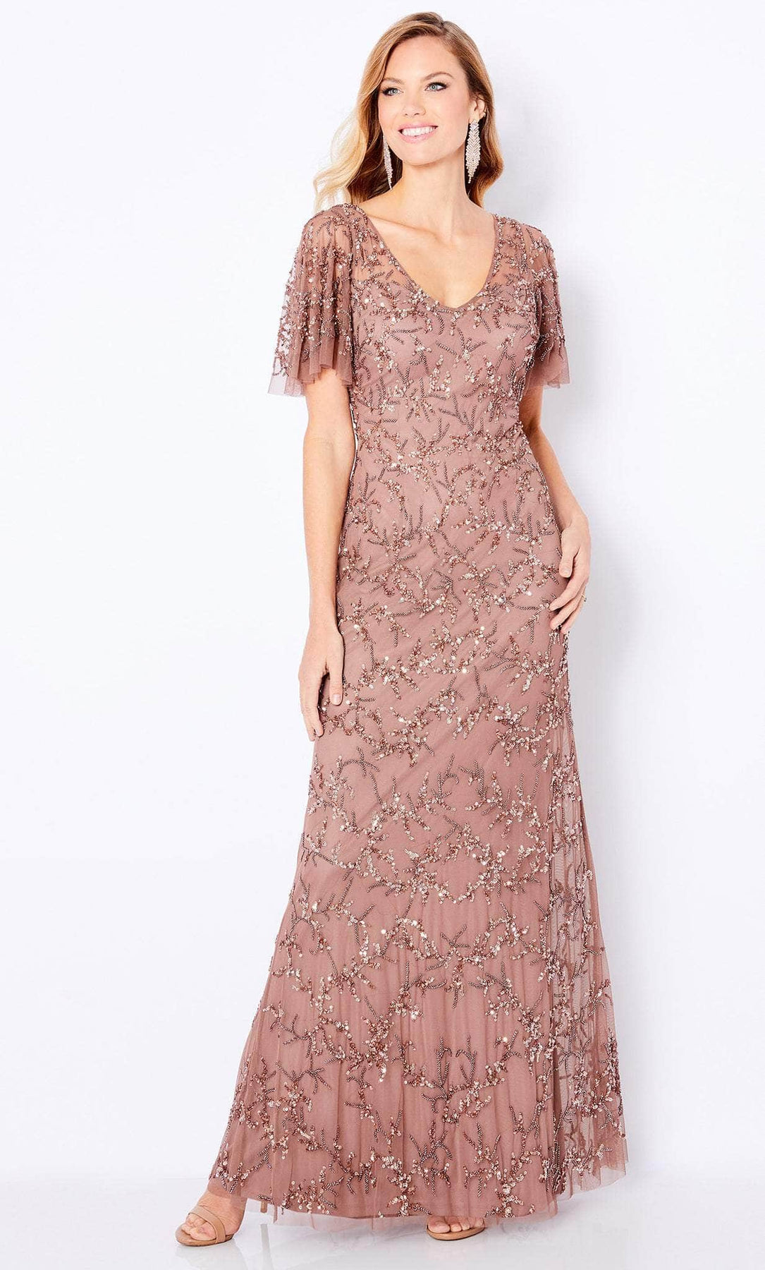 Cameron Blake 221681W - Beaded Tulle Gown