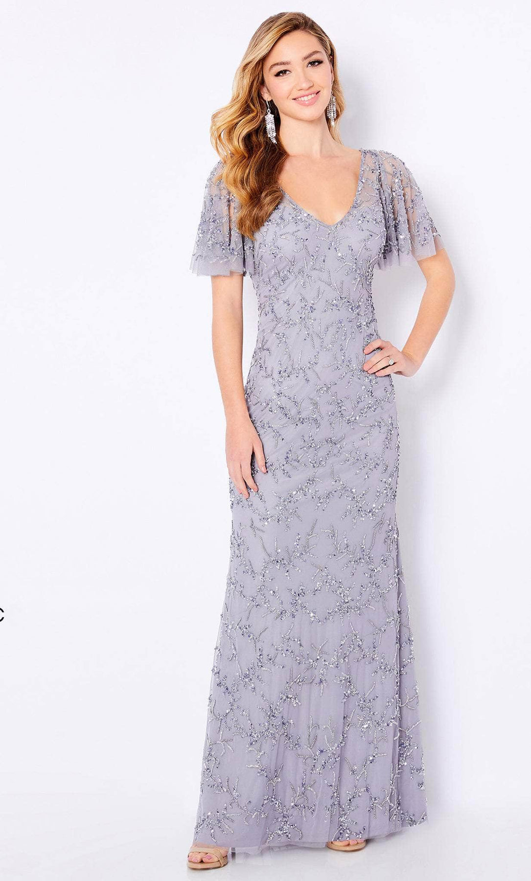 Cameron Blake 221681W - Beaded Tulle Gown