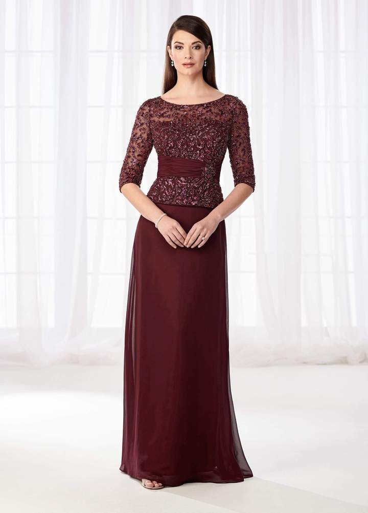 Mon Cheri - 114657SL Embellished Scoop Sheath Gown