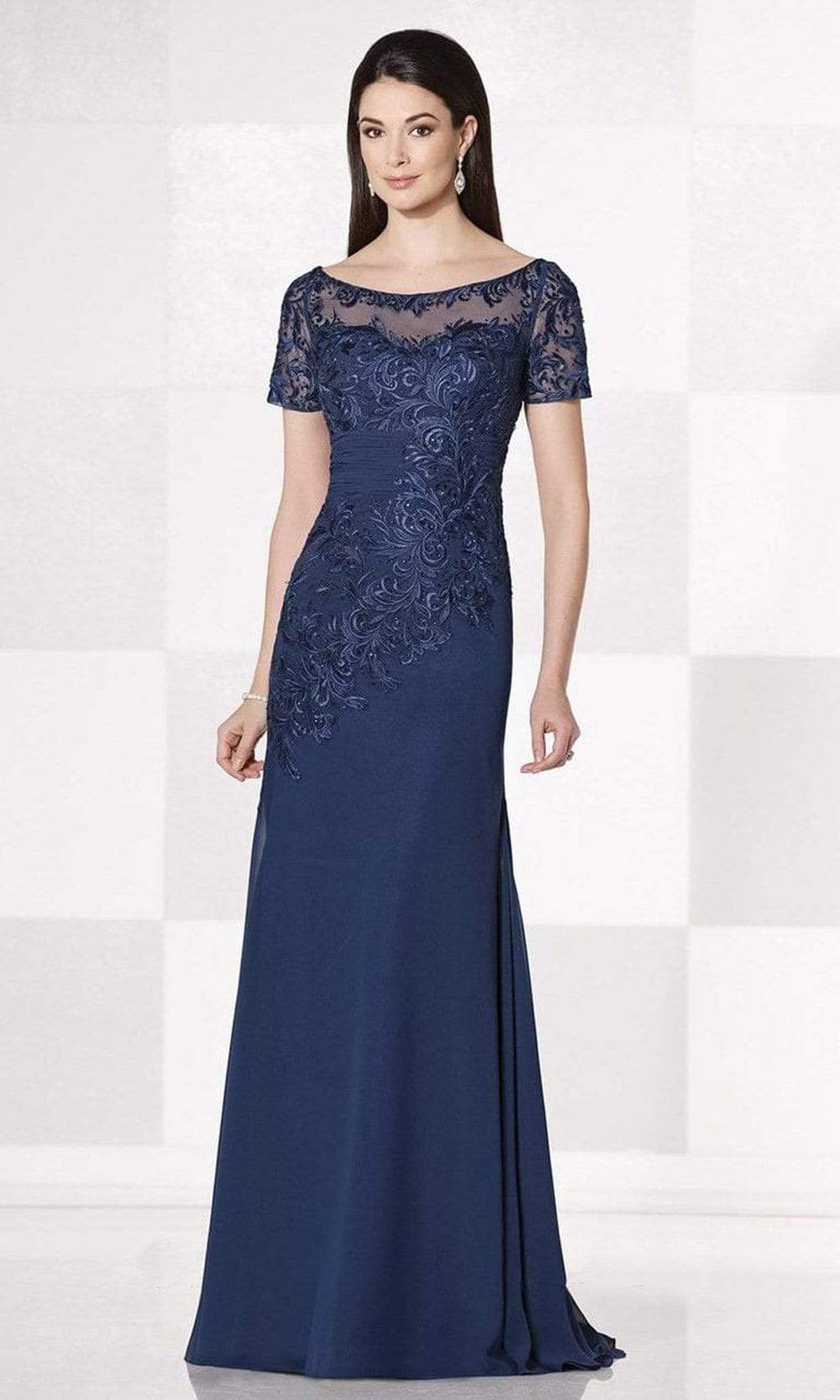 Cameron Blake by Mon Cheri - 114662 Dress Special Occasion Dress 4 / Navy Blue