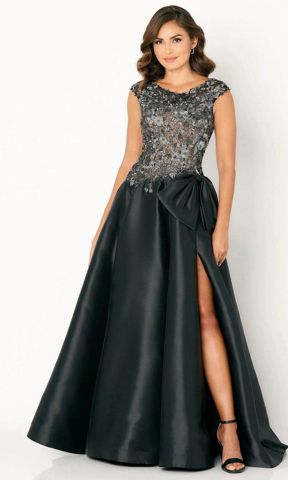 Cameron Blake CB778 - Cap Sleeve Embroidered Evening Dress Evening Dresses 4 / Black