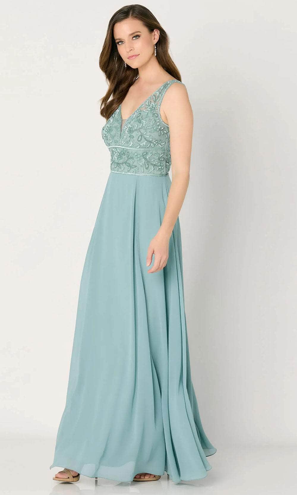Cameron Blake CB790 - Long Embroidered Bead, Sequin Tulle , Stretch Lining A-Line Dress Cameron Blake CB790 - Long Embroidered Bead, Sequin Tulle , Stretch Lining A-Line Dress