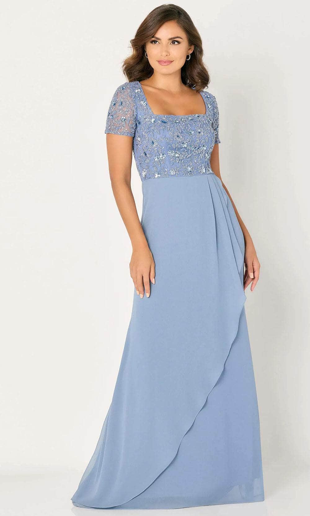 Cameron Blake CB794 - Long Embroidered Sequin Tulle, Chiffon , Stretch Lining A-Line Dress - Cap Sleeves, Beaded, Embroidered Bodice, Faux Wrap Skirt, Cameron Blake CB794 - Long Embroidered Sequin Tulle, Chiffon , Stretch Lining A-Line Dress - Cap Sleeves, Beaded, Embroidered Bodice, Faux Wrap Skirt,