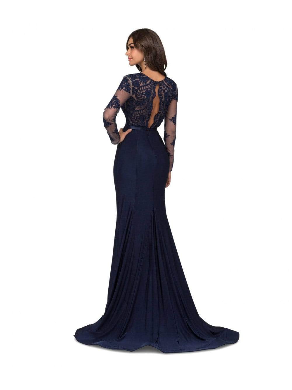 Cecilia Couture - 1405 Floral Lace Plunging V-Neck Mermaid Dress Evening Dresses