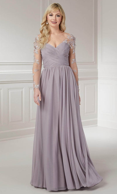 Christina Wu Elegance 17120 - Long Sleeve Applique Evening Dress Evening Dresses 2 / Truffle