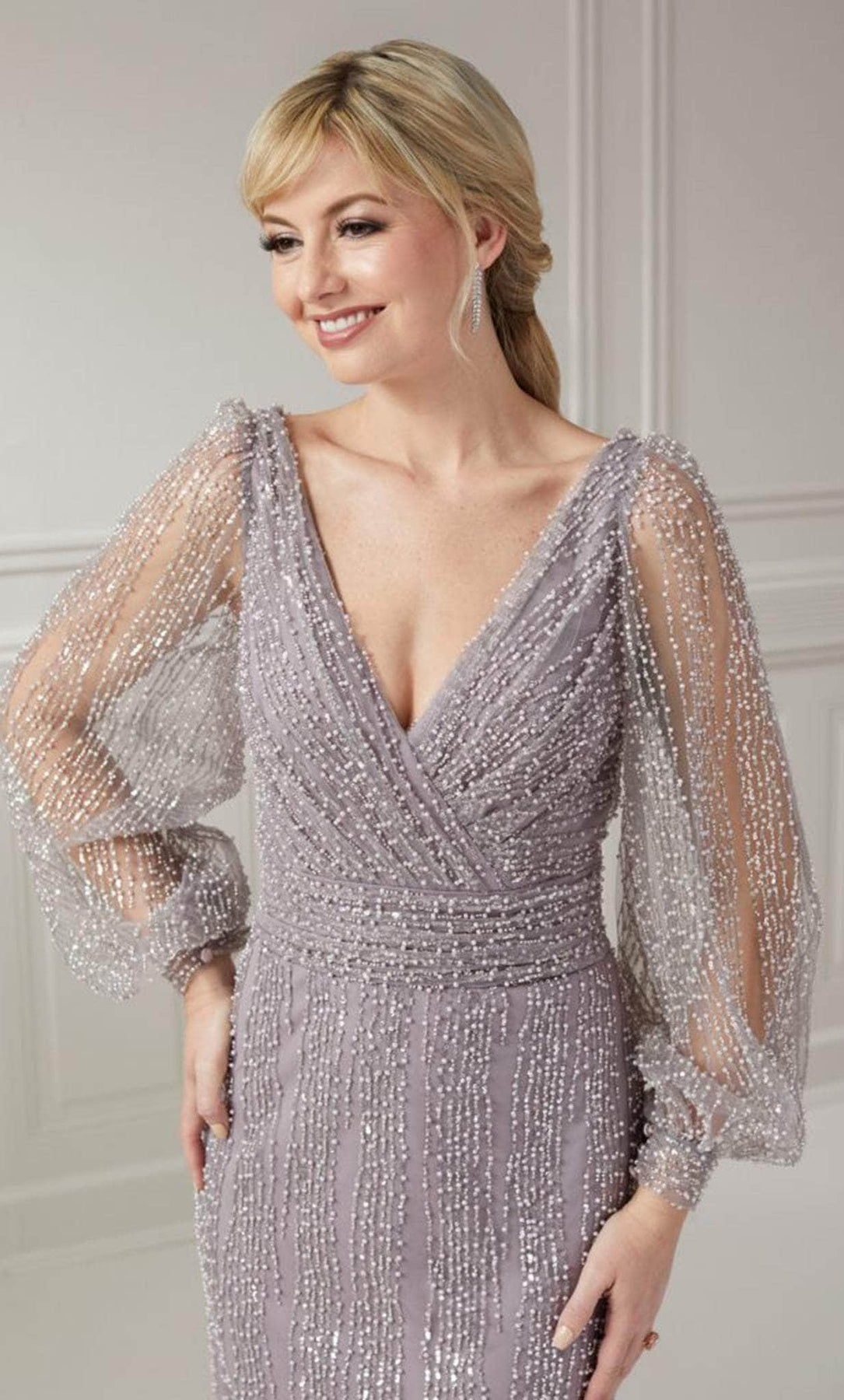 Christina Wu Elegance 17124 - Puff Sleeve Beaded Evening Gown Evening Dresses