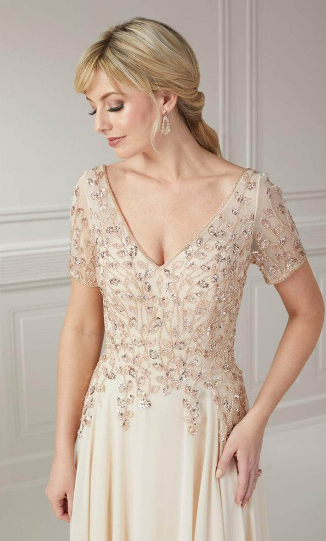 Christina Wu Elegance 17126 - Beaded Foliage V-Neck Evening Gown Evening Dresses