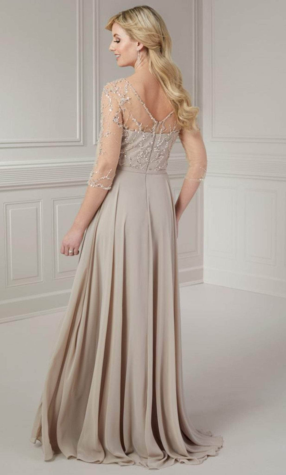 Christina Wu Elegance 17139 - Quarter Sleeve V-Back Evening Gown Evening Dress