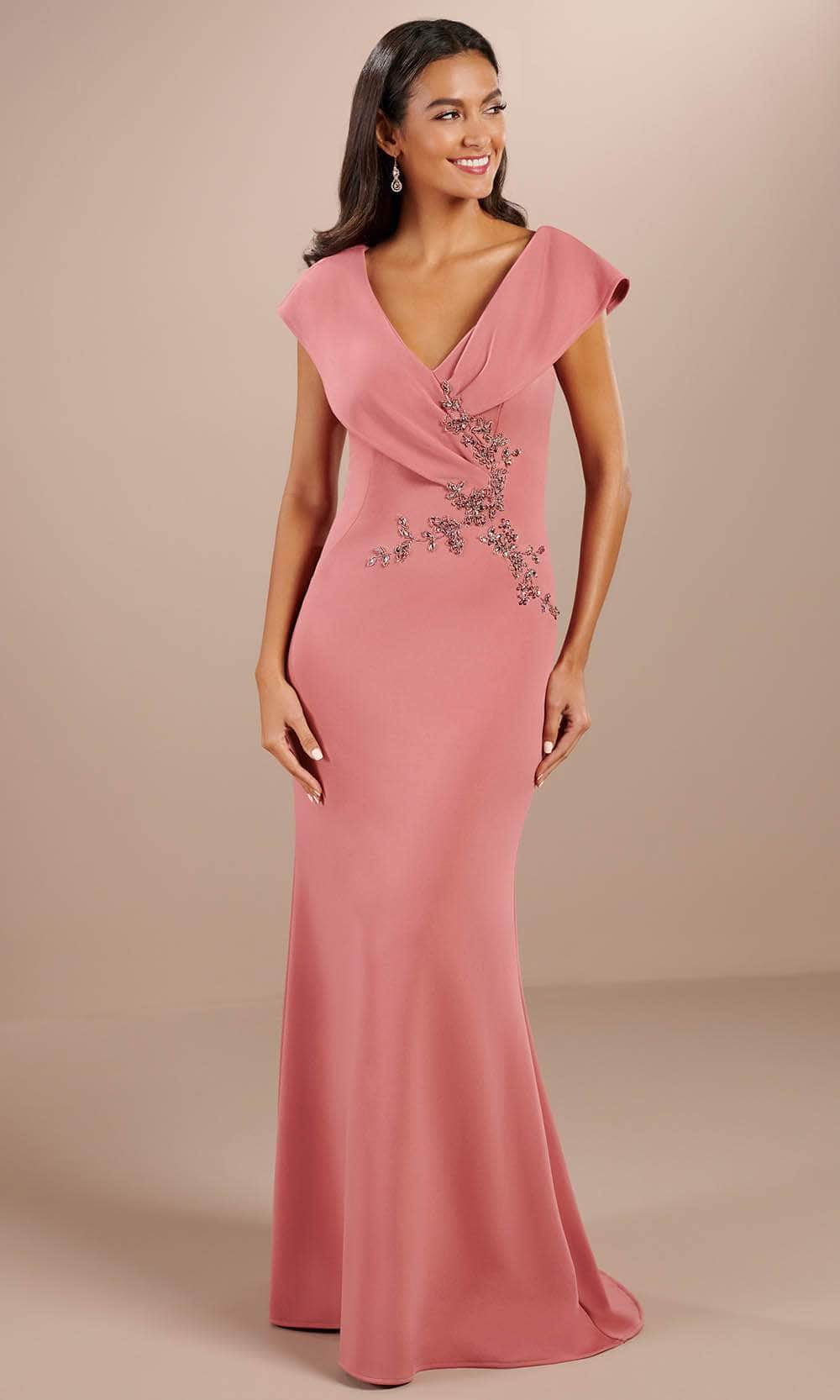 Christina Wu Elegance 17149 - Draped Sleeve Evening Dress Evening Dresses 2 / Rose