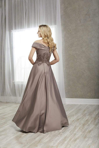 Christina Wu Elegance - 17940 Applique Off-Shoulder Satin A-line Gown Special Occasion Dress